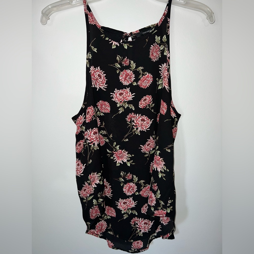 Black tank top with roses, never been worn